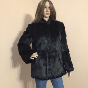 Vintage genuine rabbit fur coat M